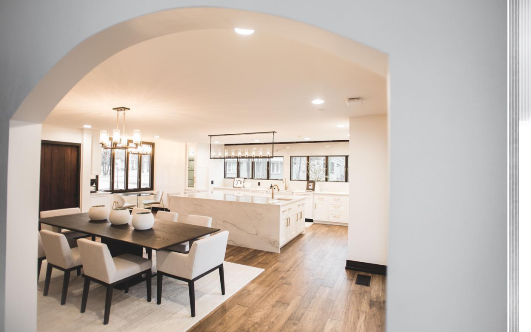 Bright kitchen and living room