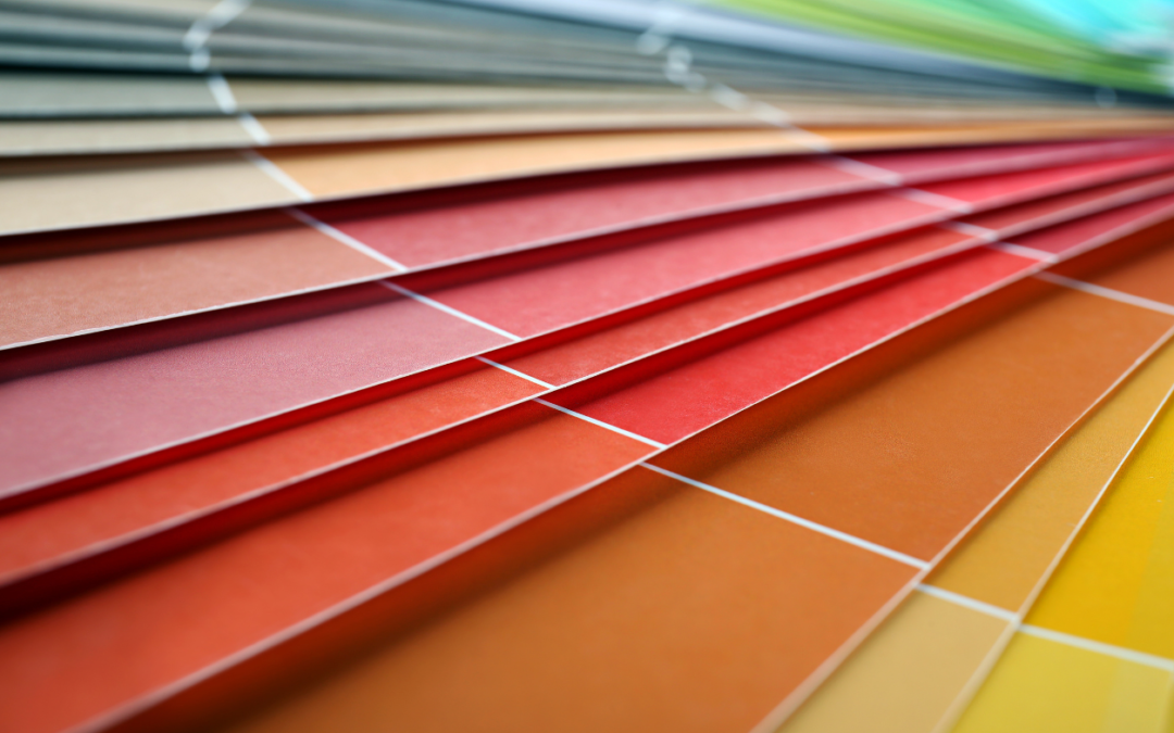 Close up of paint swatches